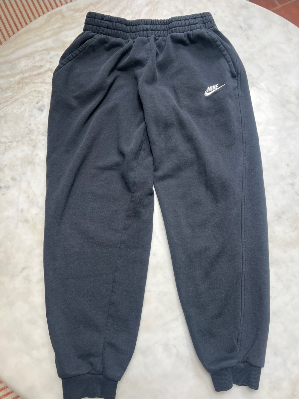 Nike Kids Black Fleece Joggers with White Swoosh
